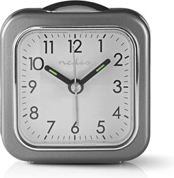 Nedis Analoge Bureau-Wekker - Snoozefunctie - Achtergrondverlichting - Grijs / Wit