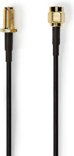 Nedis Antennekabel - RP-SMA Male - RP-SMA Female - Verguld - 50 Ohm - Enkelvoudig Afgeschermd - 2.00 m - Rond - PVC - Zwart - Label