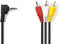 Nedis Audio-Videokabel - 3,5 mm Male - 3x RCA Male - Vernikkeld - 1.00 m - Rond - PVC - Zwart