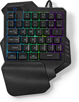 Nedis Bedraad Gaming Toetsenbord - USB Type-A - Membrane Toetsen - RGB - Enkelhandig - Universeel - USB Gevoed - Lengte stroomkabel: 1.60 m - Gaming