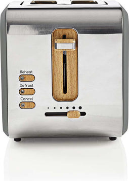 Nedis Broodrooster - Soft Touch Series - 2 Sneetjes Brood - 2 Sleuven - Bruining niveaus: 6 - Ontdooifunctie - Grijs