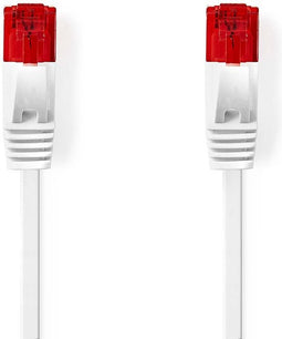Nedis CAT6-kabel - RJ45 Male - RJ45 Male - U/UTP - 2.00 m - Snagless - Plat - PVC - Wit - Polybag
