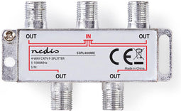 Nedis CATV-Splitter - 5 - 1000 MHz - Tussenschakeldemping: 8.0 dB - Outputs: 4 - 75 Ohm - Zink Legering