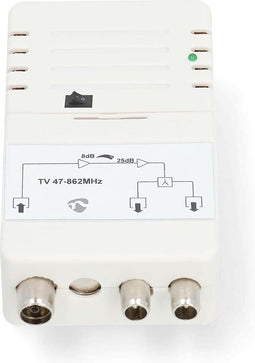 Nedis CATV-Versterker - Versterking: 25 dB - 47 - 862 MHz - Outputs: 2 - Versterkingsregelaar - Wit