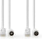 Nedis Coax- en CAT6-Combikabel - IEC (Coax) Male / RJ45 Male - IEC (Coax) Female / RJ45 Male - Vernikkeld - RG58 - 75 Ohm - Dubbel Afgeschermd - 5.00 m - Rond - PVC - Wit - Label