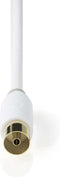 Nedis Coaxkabel - IEC (Coax) Male - IEC (Coax) Female - Verguld - 100 dB - 75 Ohm - Dubbel Afgeschermd - 2.00 m - Rond - PVC - Wit - Doos