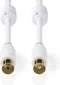 Nedis Coaxkabel - IEC (Coax) Male - IEC (Coax) Female - Verguld - 100 dB - 75 Ohm - Dubbel Afgeschermd - 2.00 m - Rond - PVC - Wit - Doos