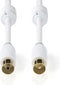 Nedis Coaxkabel - IEC (Coax) Male - IEC (Coax) Female - Verguld - 75 Ohm - Dubbel Afgeschermd - 2.00 m - Rond - PVC - Wit - Polybag