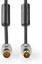 Nedis Coaxkabel - IEC (Coax) Male - IEC (Coax) Female - Verguld - 75 Ohm - Dubbel Afgeschermd - 10.0 m - Rond - PVC - Antraciet - Clamshell