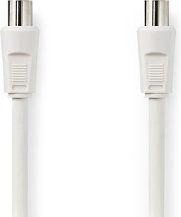 Nedis Coaxkabel - IEC (Coax) Male - IEC (Coax) Female - Vernikkeld - 75 Ohm - Dubbel Afgeschermd - 1.50 m - Rond - PVC - Wit - Label