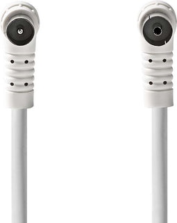 Nedis Coaxkabel - IEC (Coax) Male - IEC (Coax) Female - Vernikkeld - 120 dB - 75 Ohm - Viervoudig Afgeschermd - 5.00 m - Rond - PVC - Wit - Doos