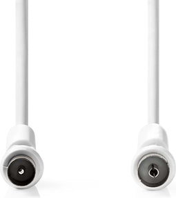 Nedis Coaxkabel - IEC (Coax) Male - IEC (Coax) Female - Vernikkeld - 120 dB - 75 Ohm - Viervoudig Afgeschermd - 1.00 m - Rond - PVC - Wit - Label