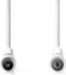 Nedis Coaxkabel - IEC (Coax) Male - IEC (Coax) Female - Vernikkeld - 120 dB - 75 Ohm - Viervoudig Afgeschermd - 2.00 m - Rond - PVC - Wit - Label