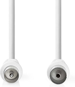 Nedis Coaxkabel - IEC (Coax) Male - IEC (Coax) Female - Vernikkeld - 90 dB - 75 Ohm - Dubbel Afgeschermd - 2.00 m - Rond - PVC - Wit - Label