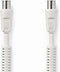 Nedis Coaxkabel - IEC (Coax) Male - IEC (Coax) Female - Vernikkeld - 100 dB - 75 Ohm - Dubbel Afgeschermd - 2.00 m - Rond - PVC - Wit - Doos