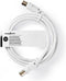 Nedis Coaxkabel - IEC (Coax) Male - IEC (Coax) Female - Vernikkeld - 75 Ohm - Dubbel Afgeschermd - 1.50 m - Rond - PVC - Wit - Label