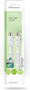 Nedis Coaxkabel - IEC (Coax) Male - IEC (Coax) Female - Vernikkeld - 100 dB - 75 Ohm - Dubbel Afgeschermd - 2.00 m - Rond - PVC - Wit - Doos