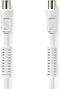 Nedis Coaxkabel - IEC (Coax) Male - IEC (Coax) Female - Vernikkeld - 120 dB - 75 Ohm - Viervoudig Afgeschermd - 2.00 m - Rond - PVC - Wit - Label