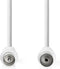 Nedis Coaxkabel - IEC (Coax) Male - IEC (Coax) Female - Vernikkeld - 90 dB - 75 Ohm - Dubbel Afgeschermd - 3.00 m - Rond - PVC - Wit - Envelop