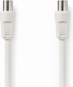 Nedis Coaxkabel - IEC (Coax) Male - IEC (Coax) Female - Vernikkeld - 90 dB - 75 Ohm - Dubbel Afgeschermd - 2.00 m - Rond - PVC - Wit - Doos