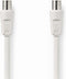 Nedis Coaxkabel - IEC (Coax) Male - IEC (Coax) Female - Vernikkeld - 90 dB - 75 Ohm - Dubbel Afgeschermd - 2.00 m - Rond - PVC - Wit - Doos