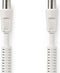 Nedis Coaxkabel - IEC (Coax) Male - IEC (Coax) Female - Vernikkeld - 100 dB - 75 Ohm - Dubbel Afgeschermd - 2.00 m - Rond - PVC - Wit - Doos