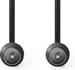 Nedis Coaxkabel - IEC (Coax) Male - IEC (Coax) Male - Vernikkeld - 90 dB - 75 Ohm - Dubbel Afgeschermd - 1.50 m - Rond - PVC - Zwart - Label