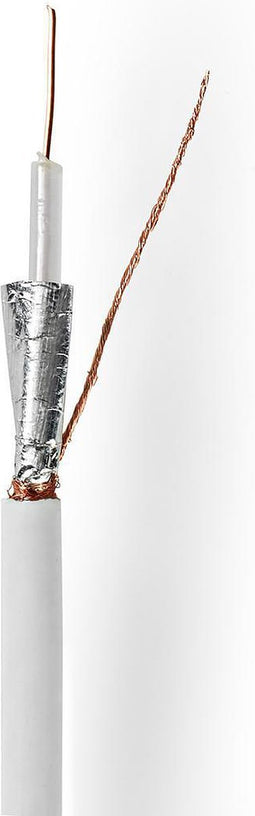 Nedis Coaxkabel op Haspel - RG59U - 75 Ohm - Dubbel Afgeschermd - ECA - 100.0 m - Coax - PVC - Wit - Rol