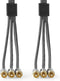 Nedis Composiet Videokabel - 3x RCA Male - 3x RCA Male - Verguld - 480p - 2.00 m - Rond - Katoen - Antraciet / Gun Metal Grijs - Cover Window Box