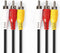 Nedis Composiet Videokabel - 3x RCA Male - 3x RCA Male - Vernikkeld - 480p - 1.50 m - Rond - PVC - Zwart - Doos