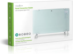 Nedis Convectorkachel met Glazen Paneel | 1000 / 2000 W | 2 Warmte Standen | Instelbare thermostaat | Afstandsbediening | IP24 | Wit