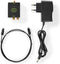 Nedis Digitale Audioconverter - 1-weg - Input: 1x Digital RCA / 1x TosLink - Output: 1x (2x RCA) / 1x 3,5 mm - Automatisch - Geïntegreerde versterker - Zwart