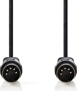 Nedis DIN-Audiokabel - DIN 5-Pins Male - DIN 5-Pins Male - Vernikkeld - 3.00 m - Rond - PVC - Zwart - Label