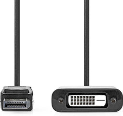 Nedis DisplayPort-Adapter - DisplayPort Male - DVI-D 24+1-Pins Female - 1080p@60Hz - Vernikkeld - Recht - 0.20 m - Rond - PVC - ABS - Zwart - Doos