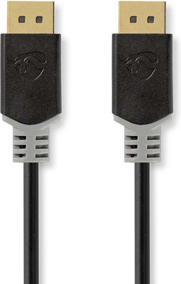 Nedis DisplayPort-Kabel - DisplayPort Male - DisplayPort Male - 8K@60Hz - Verguld - 3.00 m - Rond - PVC - Antraciet - Doos
