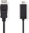 Nedis DisplayPort-Kabel - DisplayPort Male - HDMI Connector - 1080p - Vernikkeld - 2.00 m - Rond - PVC - Zwart - Label