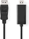 Nedis DisplayPort-Kabel - DisplayPort Male - HDMI Connector - 4K@30Hz - Vernikkeld - 3.00 m - Rond - PVC - Zwart - Doos