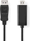 Nedis DisplayPort-Kabel - DisplayPort Male - HDMI Connector - 4K@30Hz - Vernikkeld - 2.00 m - Rond - PVC - Zwart - Doos