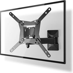 Nedis Draai- en Kantelbare TV-Muurbeugel - 10 - 32 " - Maximaal schermgewicht: 30 kg - Kantelbaar - Draaibaar - Minimale muurafstand: 68 mm - Maximale muurafstand: 370 mm - 3 Draaipunt(en) - Staal - Zwart