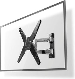 Nedis Draai- en Kantelbare TV-Muurbeugel - 23 - 55 " - Maximaal schermgewicht: 30 kg - Kantelbaar - Draaibaar - Minimale muurafstand: 48 mm - Maximale muurafstand: 410 mm - 3 Draaipunt(en) - Staal - Zwart