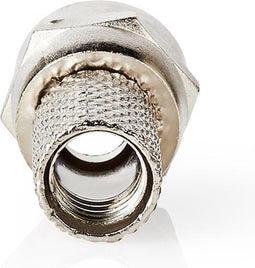 Nedis F-Connector - Recht - Male - Vernikkeld - 75 Ohm - Twist-On - Diameter kabelinvoer: 7.4 mm - Zink Legering - Zilver - 25 Stuks - Polybag
