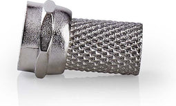 Nedis F-Connector - Recht - Male - Vernikkeld - 75 Ohm - Twist-On - Diameter kabelinvoer: 6.4 mm - Zink Legering - Zilver - 25 Stuks - Polybag