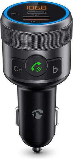 Nedis FM-Audiotransmitter voor Auto - Gefixeerd - Handsfree bellen - 1 " - Amber-Scherm - Bluetooth - PD 18 W / PD 24 W - Snelladen - Bass boost - Google Assistant / Siri - Zwart