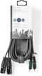 Nedis Gebalanceerde Audiokabel - 2x XLR 3-Pins Male - 2x RCA Male - Vernikkeld - 3.00 m - Rond - PVC - Donkergrijs - Kartonnen Sleeve