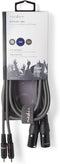 Nedis Gebalanceerde Audiokabel - 2x XLR 3-Pins Male - 2x RCA Male - Vernikkeld - 1.50 m - Rond - PVC - Donkergrijs - Kartonnen Sleeve