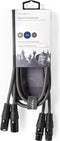 Nedis Gebalanceerde Audiokabel - 2x XLR 3-Pins Male - 2x XLR 3-Pins Female - Vernikkeld - 1.50 m - Rond - PVC - Donkergrijs - Kartonnen Sleeve