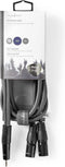Nedis Gebalanceerde Audiokabel - 2x XLR 3-Pins Male - 3,5 mm Male - Vernikkeld - 1.50 m - Rond - PVC - Donkergrijs - Kartonnen Sleeve