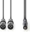 Nedis Gebalanceerde Audiokabel - 2x XLR 3-Pins Male - 3,5 mm Male - Vernikkeld - 3.00 m - Rond - PVC - Donkergrijs - Kartonnen Sleeve