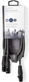 Nedis Gebalanceerde Audiokabel - 2x XLR 3-Pins Male - XLR 3-Pins Female - Vernikkeld - 1.50 m - Rond - PVC - Donkergrijs - Kartonnen Sleeve