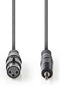 Nedis Gebalanceerde Audiokabel - XLR 3-Pins Female - 3,5 mm Male - Vernikkeld - 1.00 m - Rond - PVC - Donkergrijs - Kartonnen Sleeve